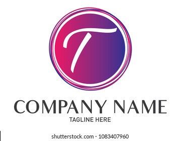 Round Letter T Logo Gradient Trendy Modern Template Design