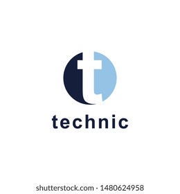 round and letter t logo template identity