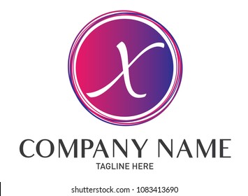 Round Letter X Logo Gradient Trendy Modern Template Design
