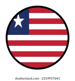 Runde Liberia Flagge, flaches Vektorsymbol Symbol. Einfache Vektortastenflagge von Liberia. 