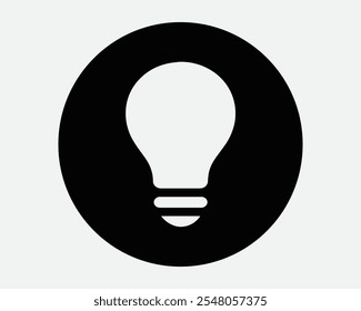 Lâmpada de luz redonda Círculo Lâmpada de lâmpada Poder elétrico Ideia criativa Inspiração Inovação Criatividade Ícone Símbolo Linha de forma Contorno preto branco Vetor