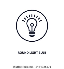 round light bulb outline icon.  Thin line icon from business collection. Editable vector isolated on white background
