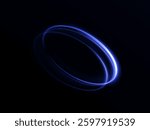 Round light frame. Abstract light lines of movement and speed. Glowing circle. Vector graphics. Ring movement effect on dark background.