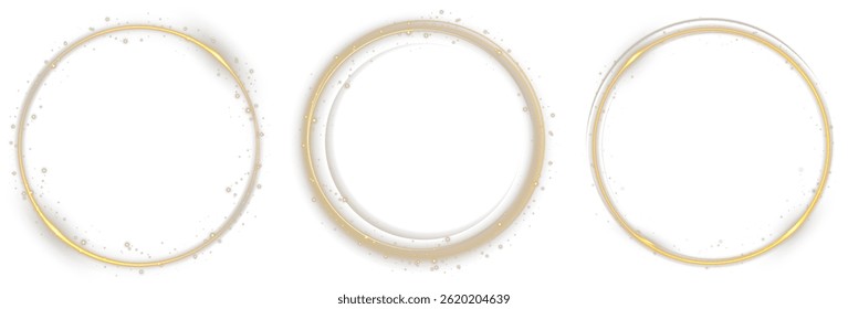 Round light spin flows with dynamic sparkling rhythm. Celestial dust ring glows with dreamy golden glimmer. Bright streak curves into elegant spiral of shine. Golden flare trail suggests speed, light