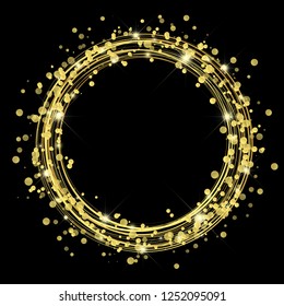 round lightning with dots and sparkle effects colored golden on dark background