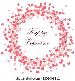 round lightning with hearts and sparkle effects colored red on white background with Happy Valentine greetings