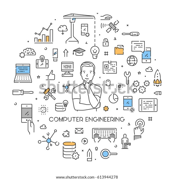 Round Line Concept Computer Engineering Modern Royalty Free