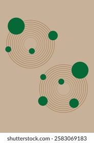 Round line with a green circle on a light brown background. For cover, book, web, presentation, and card. 