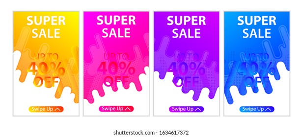 Round Line Modern Design Template for Super Sales. Mobile Banners for Promotion and Sales. Up to 40% discount.