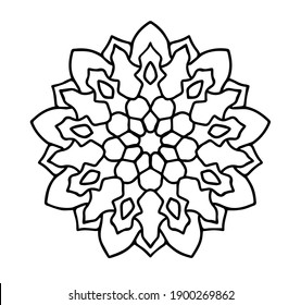 round line ornament mandalas arabesque art, simple easy and basic round floral art for beginners, adults and seniors. Mandalas coloring page doodle mandalas flower on white background.