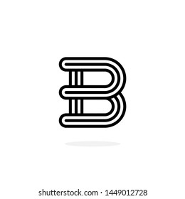 Round Line Vector Logo Letter B. B Black and White Lines Letter Design Vector