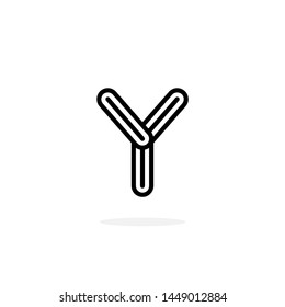 Round Line Vector Logo Letter Y. Y Black and White Lines Letter Design Vector
