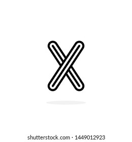 Round Line Vector Logo Letter X. X Black and White Lines Letter Design Vector
