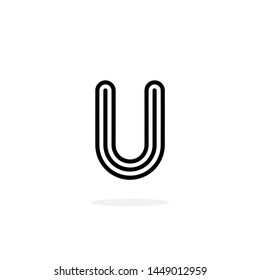 Round Line Vector Logo Letter U. U Black and White Lines Letter Design Vector
