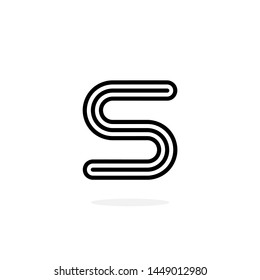 Round Line Vector Logo Letter S. S Black and White Lines Letter Design Vector