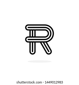 Round Line Vector Logo Letter R. R Black and White Lines Letter Design Vector