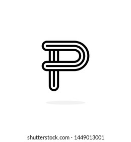 Round Line Vector Logo Letter P. P Black and White Lines Letter Design Vector