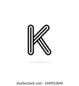 Round Line Vector Logo Letter K. K Black and White Lines Letter Design Vector