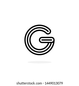 Round Line Vector Logo Letter G. G Black and White Lines Letter Design Vector