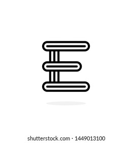 Round Line Vector Logo Letter E. E Black and White Lines Letter Design Vector