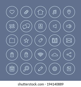 Round  Line  Website Vector Icons Set 