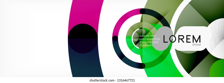Round linear circle shapes background vector illustration