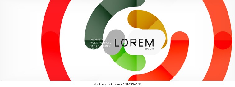 Round linear circle shapes background vector illustration