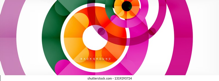 Round linear circle shapes background vector illustration