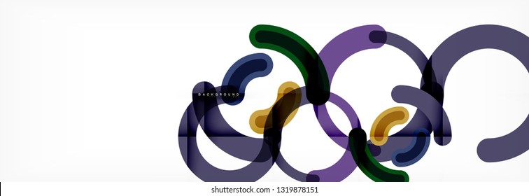 Round linear circle shapes background vector illustration