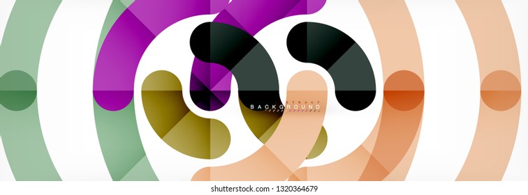 Round linear circle shapes background vector illustration