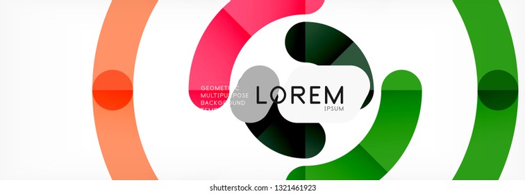 Round linear circle shapes background vector illustration