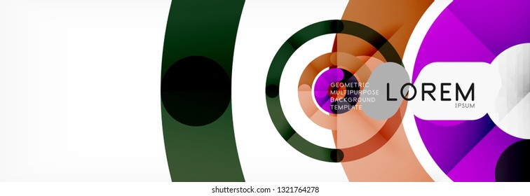 Round linear circle shapes background vector illustration