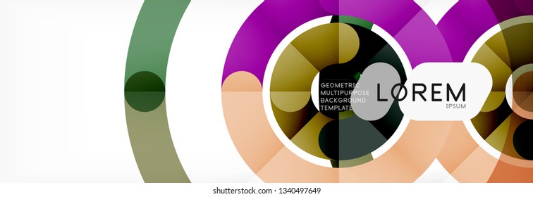 Round linear circle shapes background vector illustration
