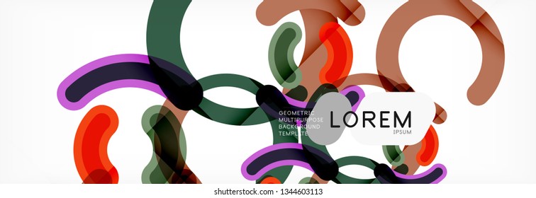 Round linear circle shapes background vector illustration