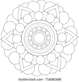 round linear geometric and floral pattern