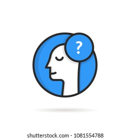 round linear man like doubt logo. concept of choice opportunity or decision by intuition. flat style trend modern simple person imagine logotype graphic art design isolated on white background
