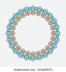 round linear narrow and wide frame in abstract oriental motif. Traditional elegant floral eastern ornament to decorate and design greeting cards, certificates, wedding invitations
