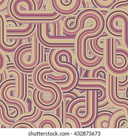 Round lines seamless pattern. Endless labyrinth vector background. Intricate modern seamless pattern. Beige ribbon geometric seamless background. Maze pattern. Track seamless background. Loop pattern.
