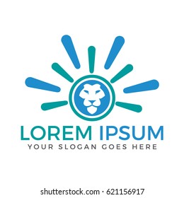 Round Lion head vector logo.