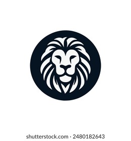 round lion head wild animal logo vector illustration template design