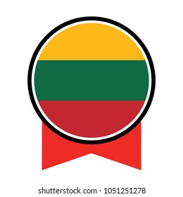 Round lithuania flag vector icon isolated, lithuania flag button, Simple vector button flag - Lithuania.