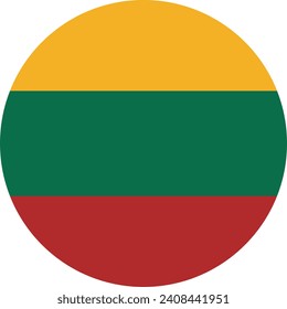 Round Lithuania flag vector . Lithuanian circle national flag isolated on white background