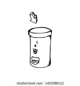 round litter bin
 vector sketch