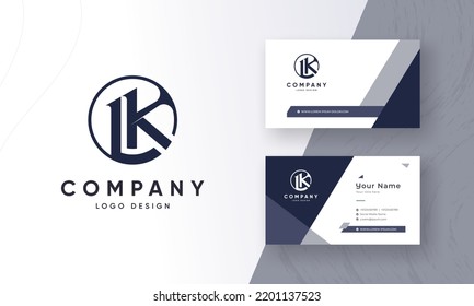 Round LK or KL Combination Initial Letters monogram logo design with fresh business card design