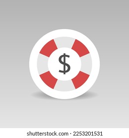 Round Llifebuoy and dollar sign icon. Financial concept