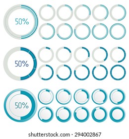 Round Loading Progress Bars,  Loading indicators set.  Loading Vector illustration,  Loading circle bar web image, Loading Progress icon concept for design