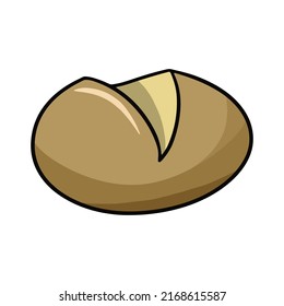 Pan redondo de pan de trigo blanco, ilustración vectorial en estilo de caricatura sobre fondo blanco