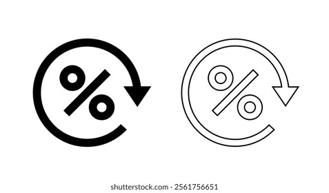 Round loan percent refresh icon. Circle reset percentage concept