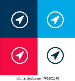 Round location indicator four color material and minimal icon logo set in red and blue