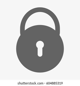 Round lock icon silhouette. Flat vector stock illustration